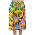 Rainbow Flamingos Velvet Flared Midi Skirt View1