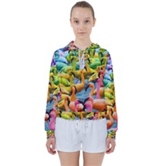 Rainbow Flamingos Women s Tie Up Sweat by Sparkle