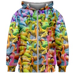 Rainbow Flamingos Kids  Zipper Hoodie Without Drawstring by Sparkle