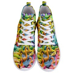 Rainbow Flamingos Men s Lightweight High Top Sneakers by Sparkle