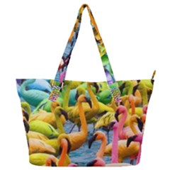 Rainbow Flamingos Full Print Shoulder Bag by Sparkle