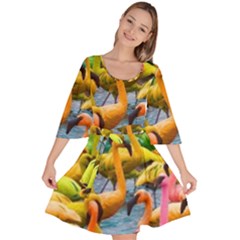 Rainbow Flamingos Velour Kimono Dress by Sparkle