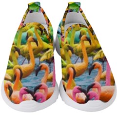 Rainbow Flamingos Kids  Slip On Sneakers by Sparkle