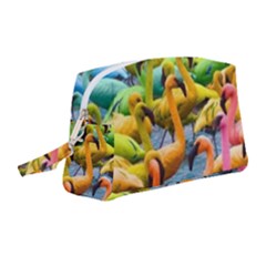 Rainbow Flamingos Wristlet Pouch Bag (medium) by Sparkle