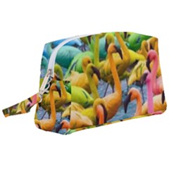 Rainbow Flamingos Wristlet Pouch Bag (large) by Sparkle