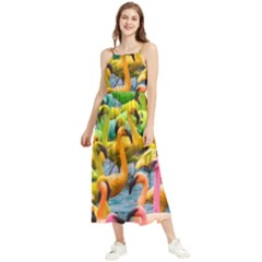 Rainbow Flamingos Boho Sleeveless Summer Dress