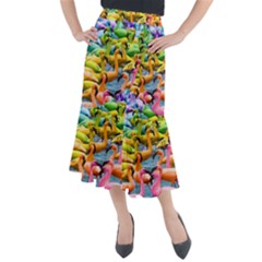 Rainbow Flamingos Midi Mermaid Skirt by Sparkle