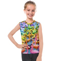 Rainbow Flamingos Kids  Mesh Tank Top