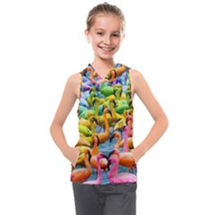 Rainbow Flamingos Kids  Sleeveless Hoodie