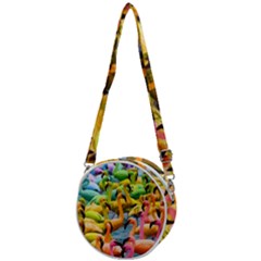 Rainbow Flamingos Crossbody Circle Bag