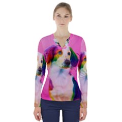 Rainbowdog V-neck Long Sleeve Top by Sparkle