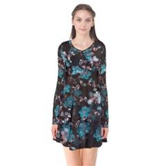 Realflowers Long Sleeve V-neck Flare Dress by Sparkle