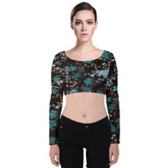 Realflowers Velvet Long Sleeve Crop Top