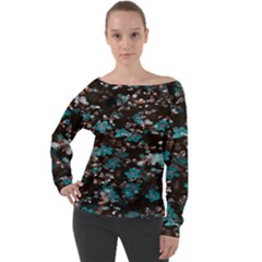 Realflowers Off Shoulder Long Sleeve Velour Top by Sparkle