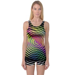 Rainbowwaves One Piece Boyleg Swimsuit by Sparkle