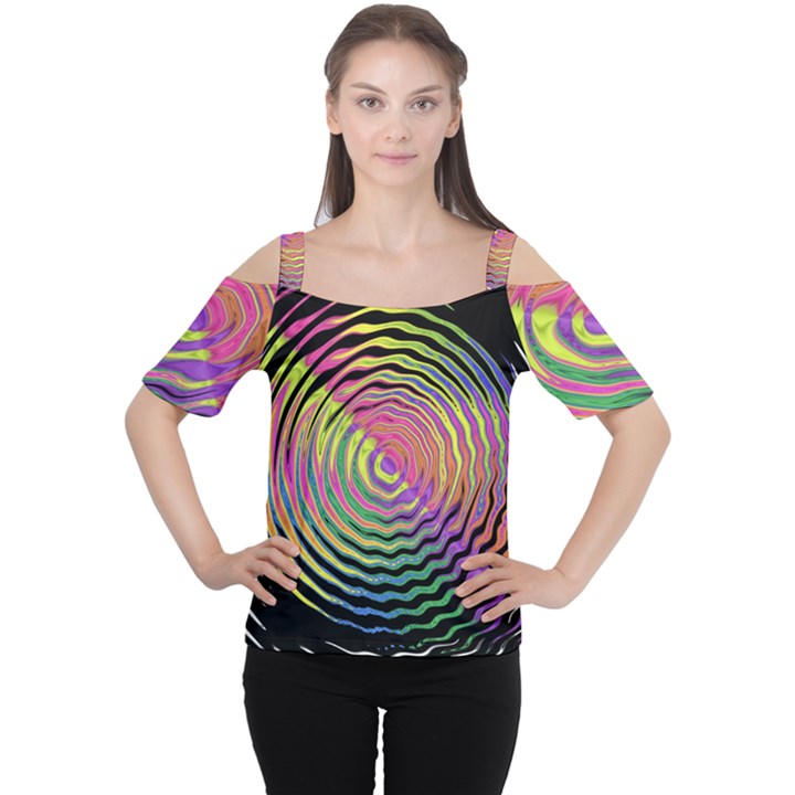 Rainbowwaves Cutout Shoulder Tee