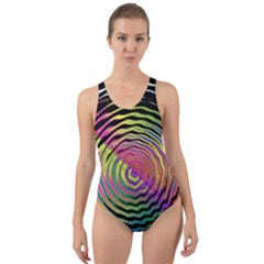 Rainbowwaves Cut-out Back One Piece Swimsuit by Sparkle