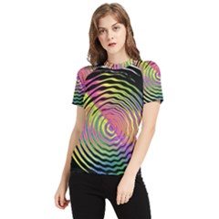 Rainbowwaves Women s Short Sleeve Rash Guard by Sparkle