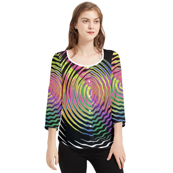 Rainbowwaves Chiffon Quarter Sleeve Blouse