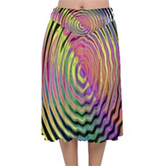 Rainbowwaves Velvet Flared Midi Skirt by Sparkle