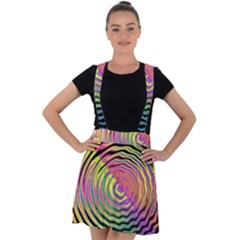 Rainbowwaves Velvet Suspender Skater Skirt by Sparkle