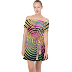 Rainbowwaves Off Shoulder Chiffon Dress by Sparkle