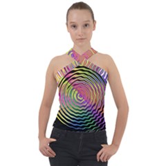 Rainbowwaves Cross Neck Velour Top by Sparkle