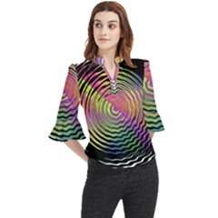 Rainbowwaves Loose Horn Sleeve Chiffon Blouse