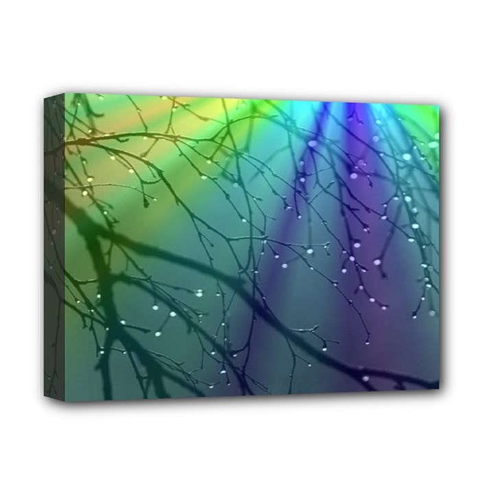 Rainbow Rain Deluxe Canvas 16  x 12  (Stretched) 