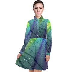 Rainbow Rain Long Sleeve Chiffon Shirt Dress by Sparkle