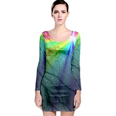 Rainbow Rain Long Sleeve Bodycon Dress by Sparkle