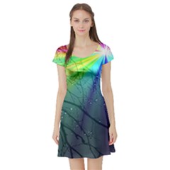 Rainbow Rain Short Sleeve Skater Dress by Sparkle