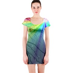 Rainbow Rain Short Sleeve Bodycon Dress by Sparkle