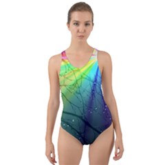 Rainbow Rain Cut-out Back One Piece Swimsuit by Sparkle