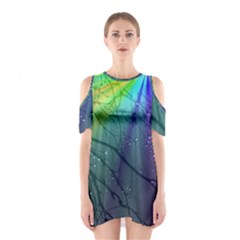 Rainbow Rain Shoulder Cutout One Piece Dress by Sparkle