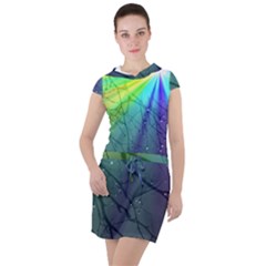 Rainbow Rain Drawstring Hooded Dress by Sparkle