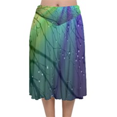 Rainbow Rain Velvet Flared Midi Skirt by Sparkle