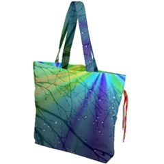 Rainbow Rain Drawstring Tote Bag by Sparkle