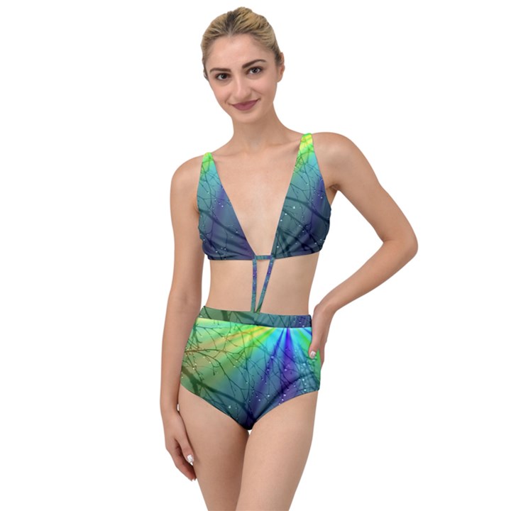 Rainbow Rain Tied Up Two Piece Swimsuit