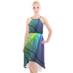 Rainbow Rain High-low Halter Chiffon Dress 