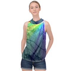 Rainbow Rain High Neck Satin Top by Sparkle