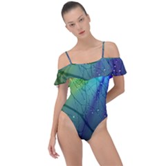 Rainbow Rain Frill Detail One Piece Swimsuit by Sparkle