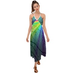 Rainbow Rain Halter Tie Back Dress  by Sparkle