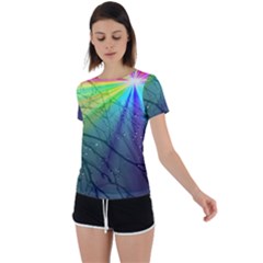 Rainbow Rain Back Circle Cutout Sports Tee