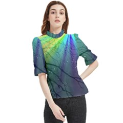 Rainbow Rain Frill Neck Blouse