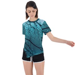 Raindrops Asymmetrical Short Sleeve Sports Tee