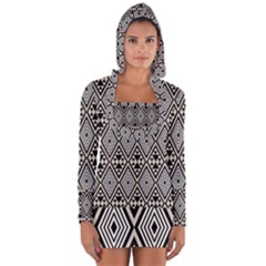 Abstract Boho Style Geometric Long Sleeve Hooded T-shirt by tmsartbazaar