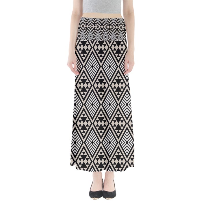 Abstract Boho Style Geometric Full Length Maxi Skirt