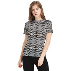 Abstract Boho Style Geometric Women s Short Sleeve Rash Guard