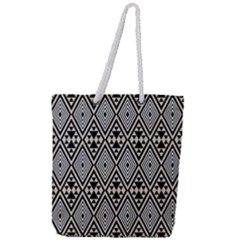 Abstract Boho Style Geometric Full Print Rope Handle Tote (large) by tmsartbazaar